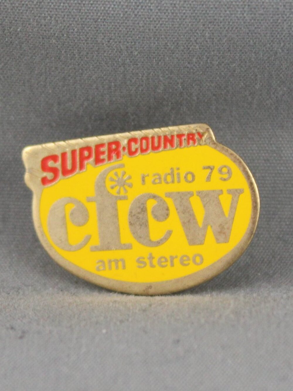 Vintage Locoal Radio Pin - CFCW Alberta's Super Country Station - Stamped Pin